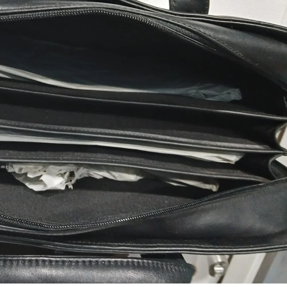 NEW Hartmann Limited Edition Black Leather Laptop Lawyer Briefcase Messenger Bag